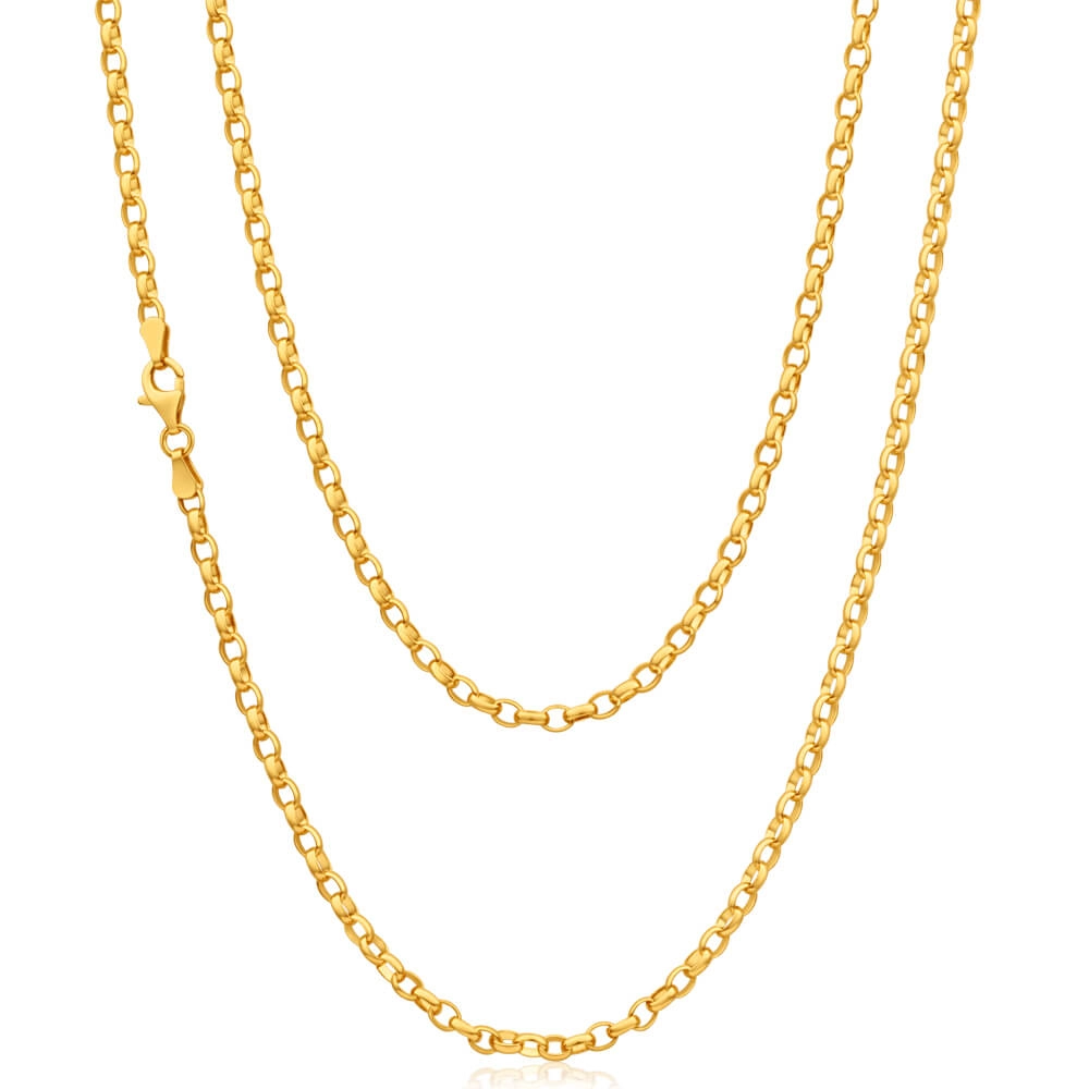 9ct Elegant Yellow Solid Gold Belcher Chain