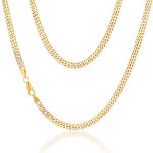 9ct Silverfilled Yellow and White Gold Double Curb 45cm Chain