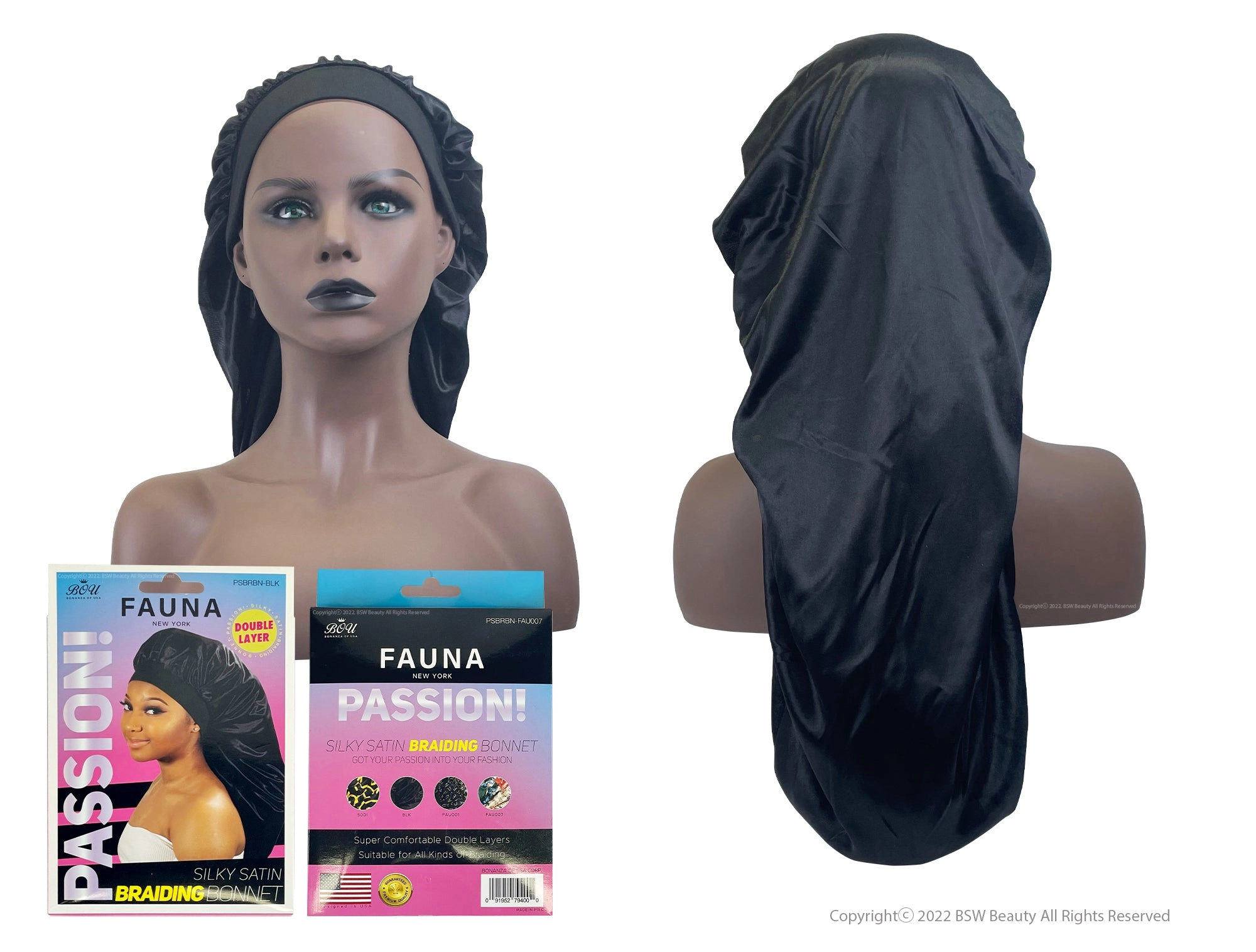 BOU FAUNA NEW YORK PASSION SILKY SATIN BRAIDING BONNET