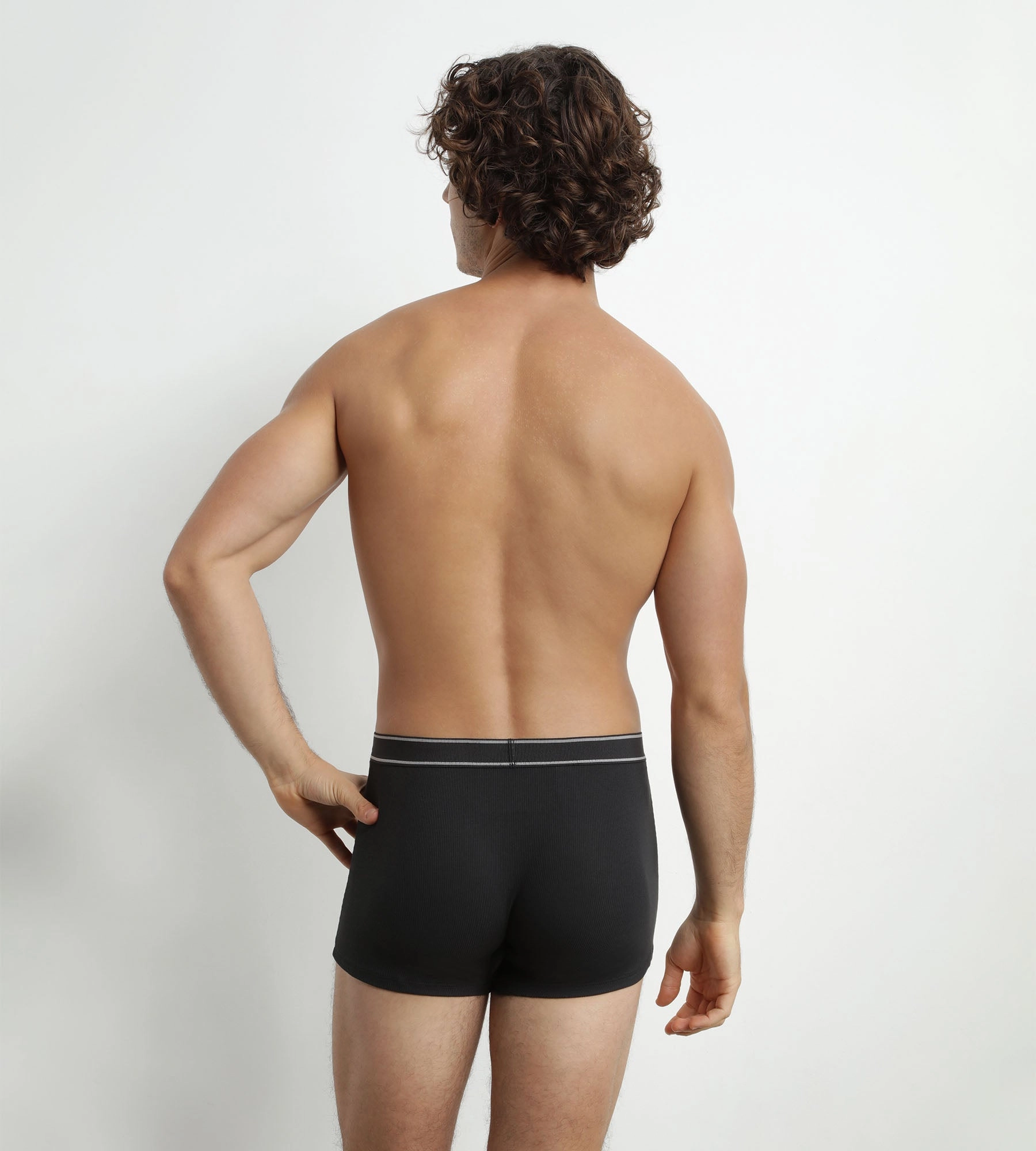Boxer homme en coton modal côtelé Noir Dim Elegant