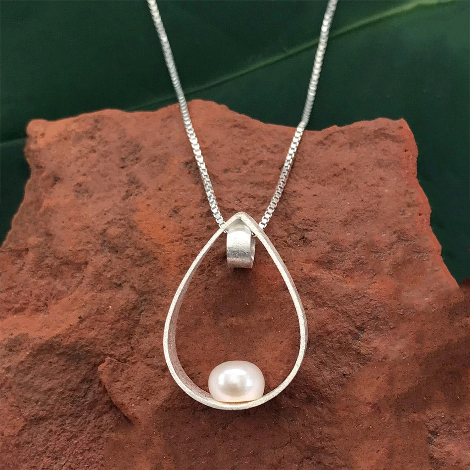 Elegant Teardrop Necklace - Sterling Silver, Indonesia