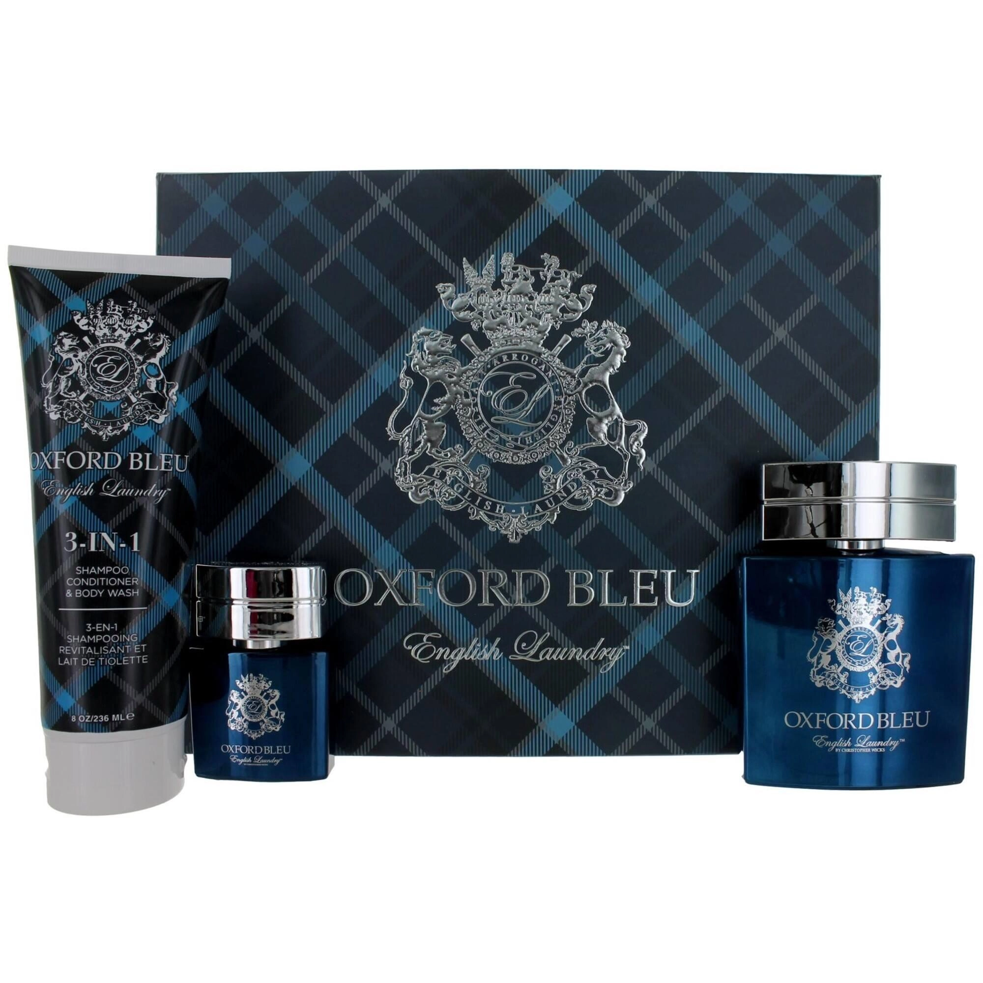 English Laundry Men's Personal Care Gift Set - Oxford Bleu Unique Charm, 3 Piece