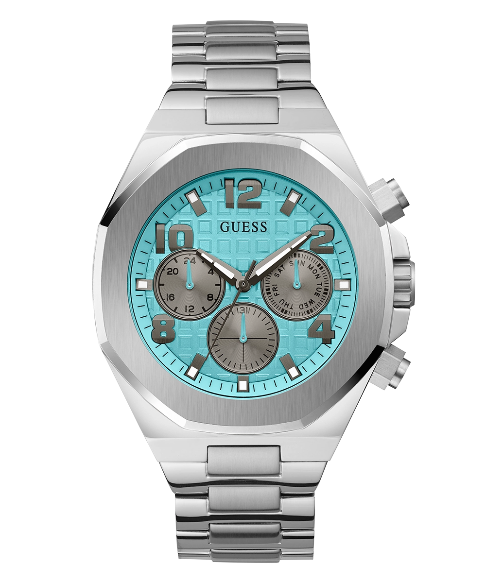 GUESS Mens Silver Tone Multi-function Watch