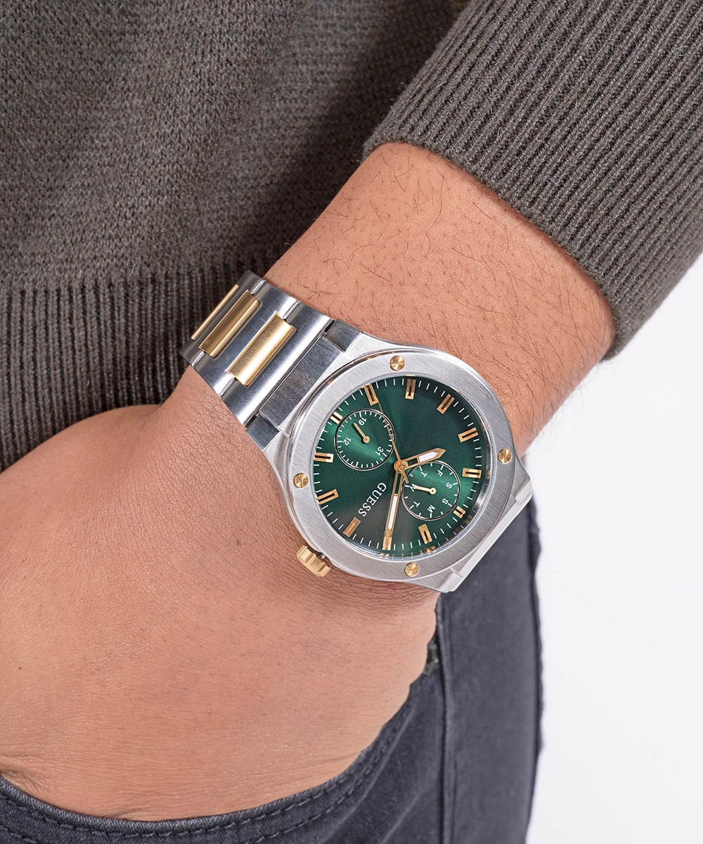 GUESS Mens Silver Tone Multi-function Watch