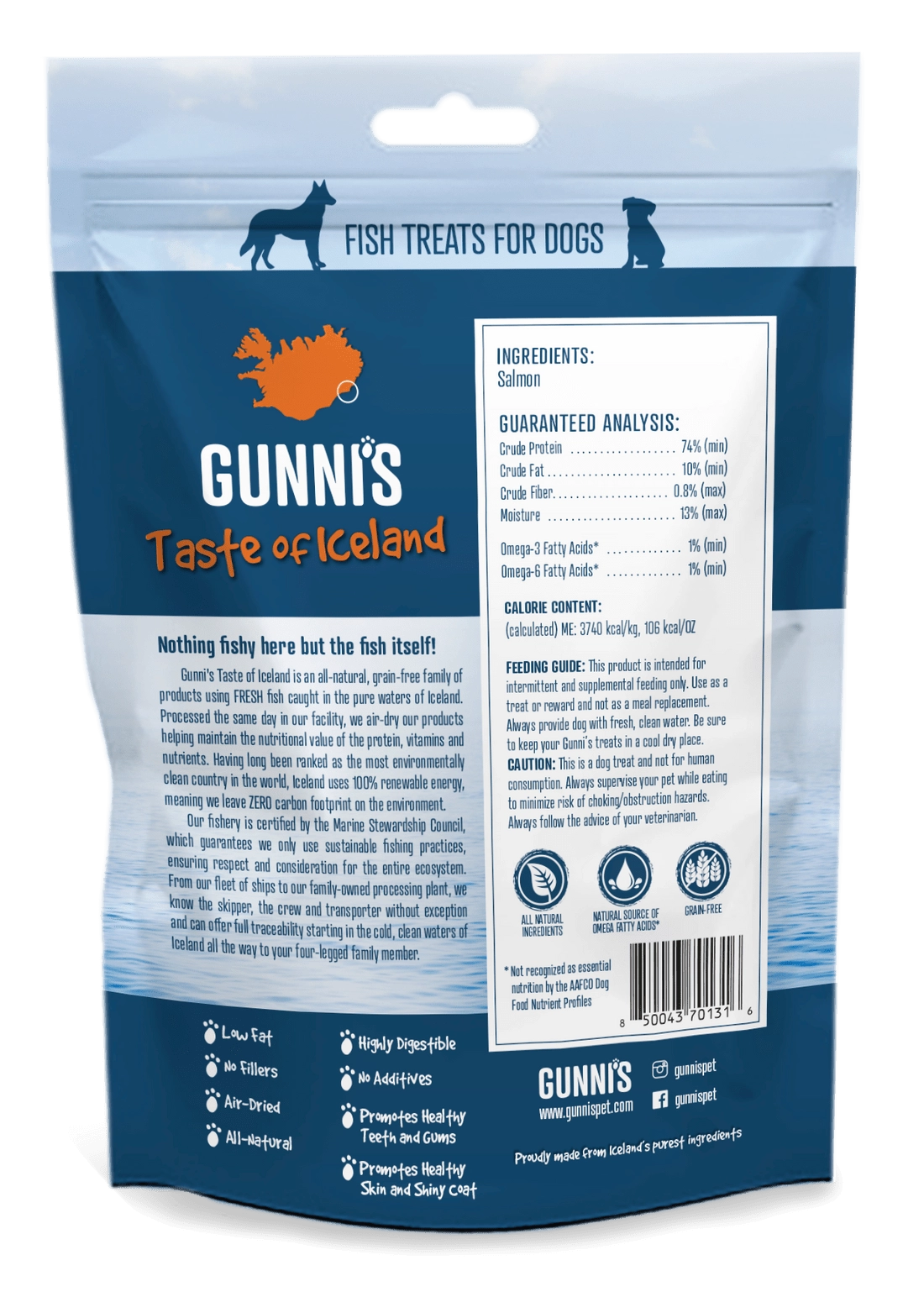 Gunni's Salmon Skin Shorties Treats for Dogs