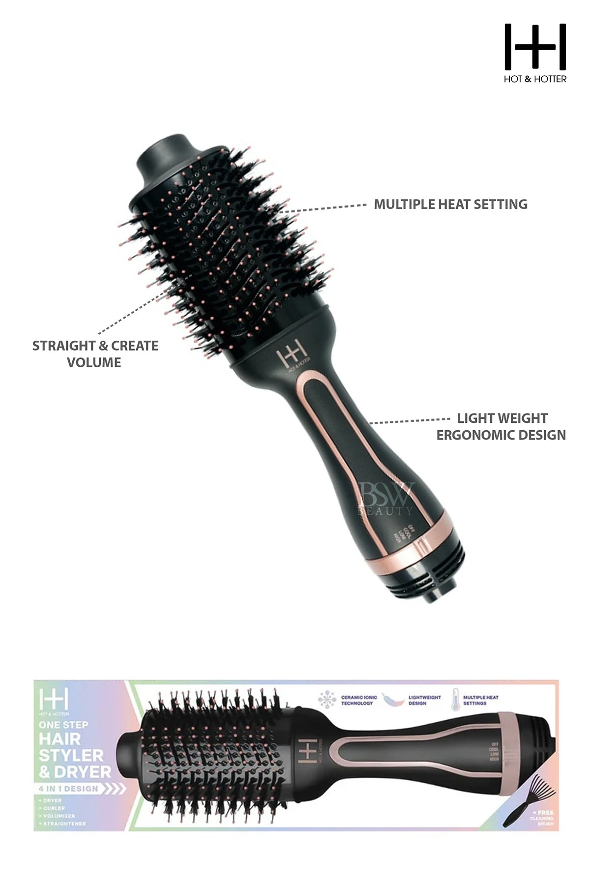 H&H ONE STEP HAIR STYLER & DRYER BLACK & GOLD ANN5908