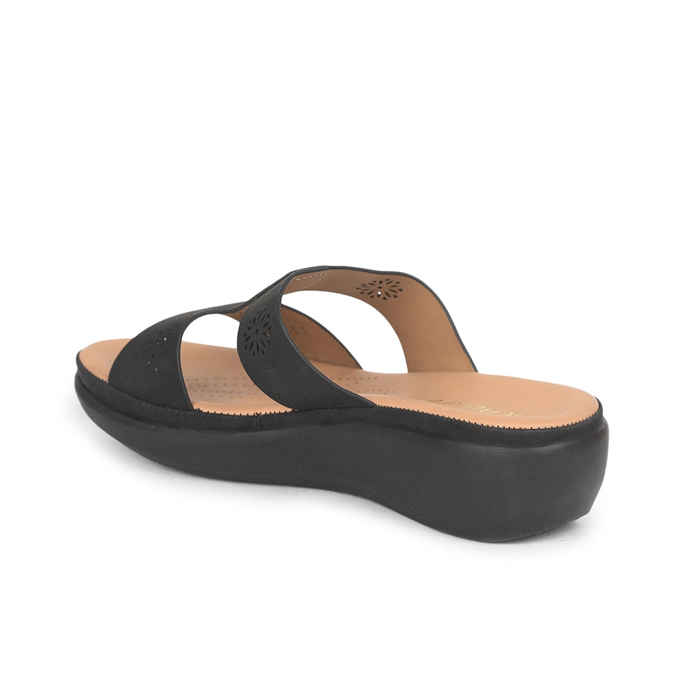 Healers Casual Black Comfortable Slippers For Women GIF-206 By Liberty