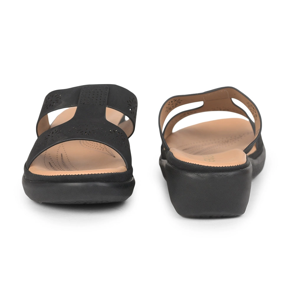 Healers Casual Black Comfortable Slippers For Women GIF-206 By Liberty