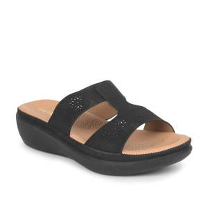 Healers Casual Black Comfortable Slippers For Women GIF-206 By Liberty