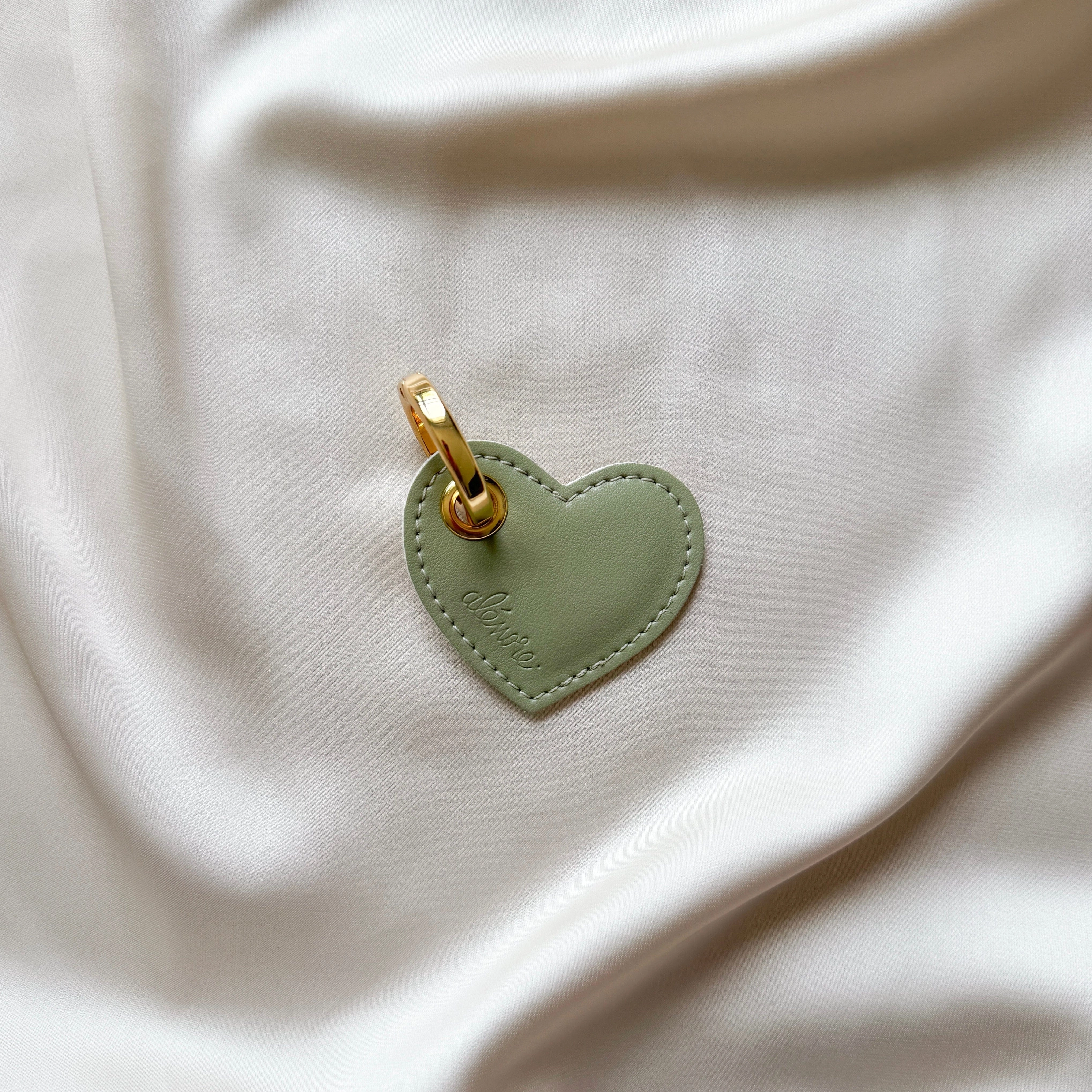 Heart Vegan Apple Leather Key Ring | Almond Green & Nude