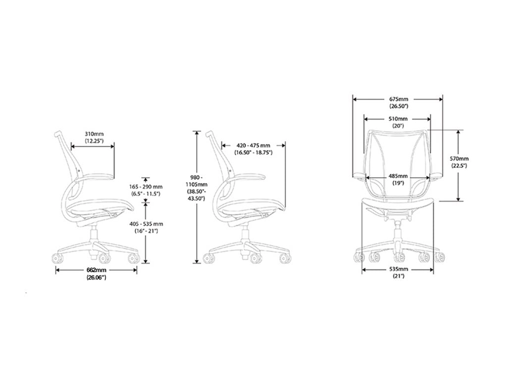 Humanscale Liberty - Chair - task - ergonomic - armrests - tilt - swivel - Corde 4 - black, graphite L113BJ10CF12XFSSNSC