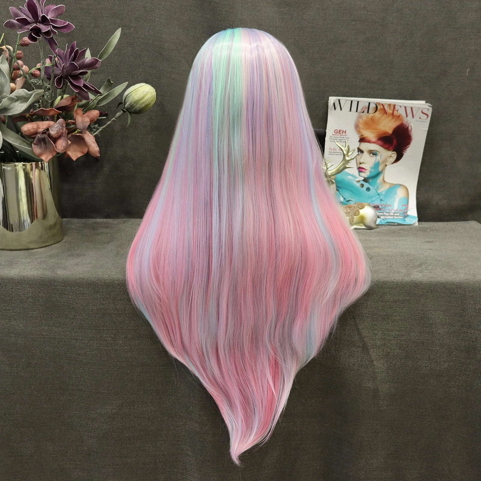 Mermaid Long Silky Straight Pastel Cosplay Synthetic Lace Front Wig