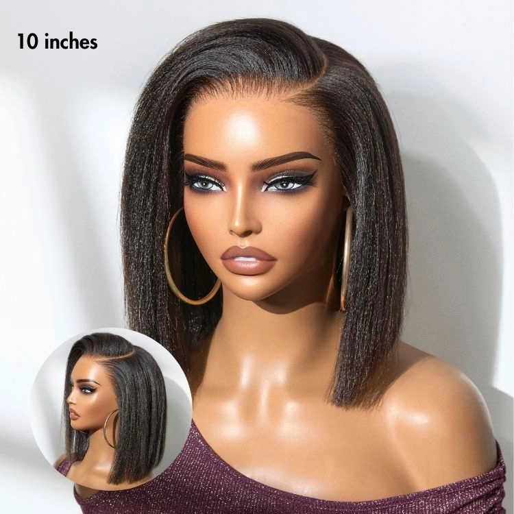 PreMax Wigs - Nature Max Yaki / Silky Bob Ear-to-Ear Glueless 13x6 Frontal HD Lace Short Bob Wig
