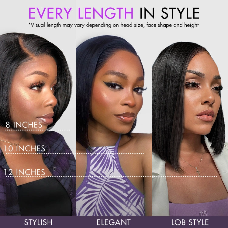 PreMax Wigs - Nature Max Yaki / Silky Bob Ear-to-Ear Glueless 13x6 Frontal HD Lace Short Bob Wig