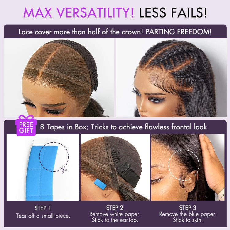 PreMax Wigs - Nature Max Yaki / Silky Bob Ear-to-Ear Glueless 13x6 Frontal HD Lace Short Bob Wig