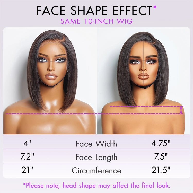 PreMax Wigs - Nature Max Yaki / Silky Bob Ear-to-Ear Glueless 13x6 Frontal HD Lace Short Bob Wig