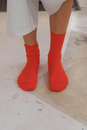 Rib Ankle Socks - Bill Red