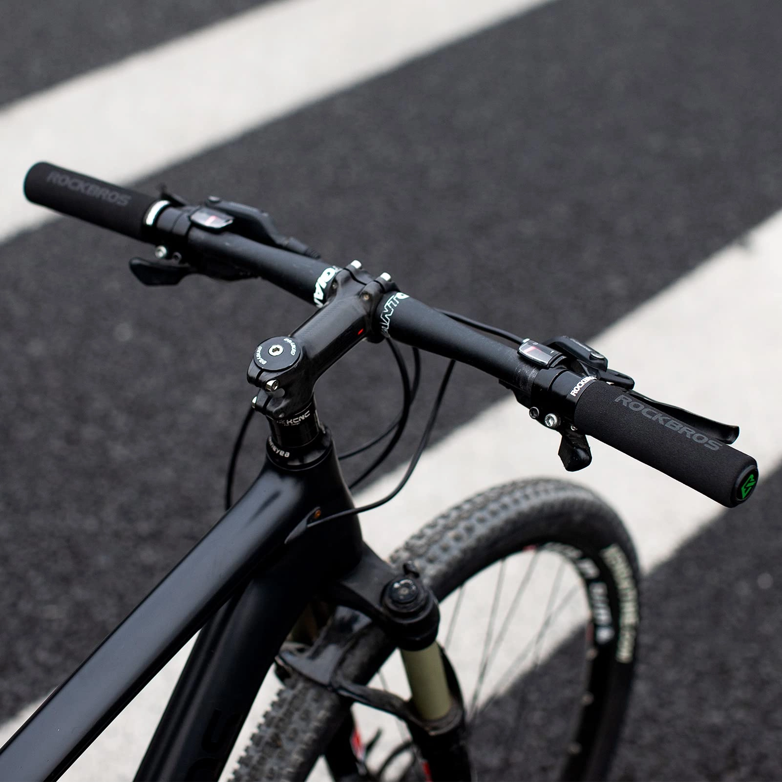 ROCKBROS Bike Grips Foam Single Lock on Bicycle  Soft Comfortable Non-Slip Bike Handle Grips