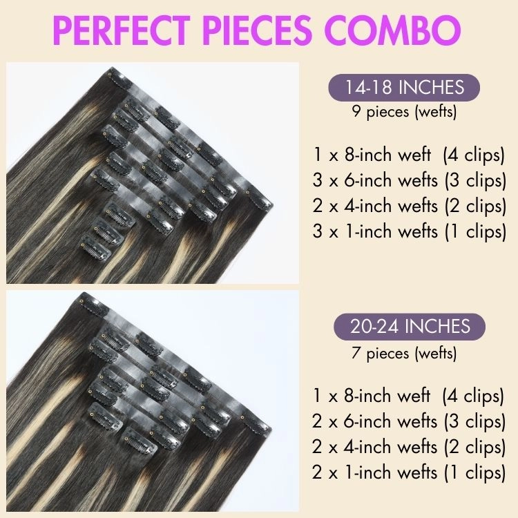 Seamless Platinum Blonde Highlight Silky Straight Clip in Extensions Human Hair 135g 9pcs / 7pcs with Free Gift