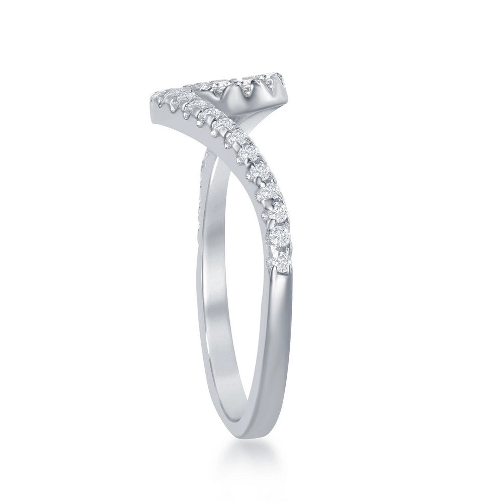 Sterling Silver Cubic Zirconia Wave Design Ring - W-1885