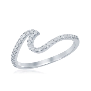 Sterling Silver Cubic Zirconia Wave Design Ring - W-1885
