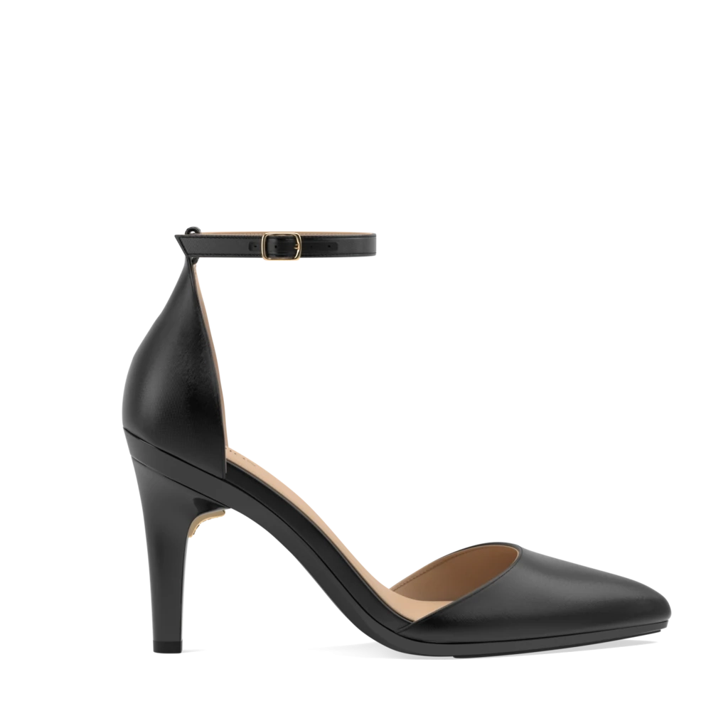 The D'Orsay Coal Satin   Stiletto Heel Kit 4 Coal - FINAL SALE