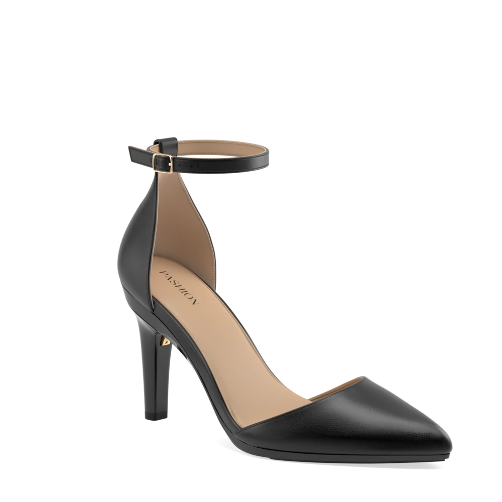 The D'Orsay Coal Satin   Stiletto Heel Kit 4 Coal - FINAL SALE