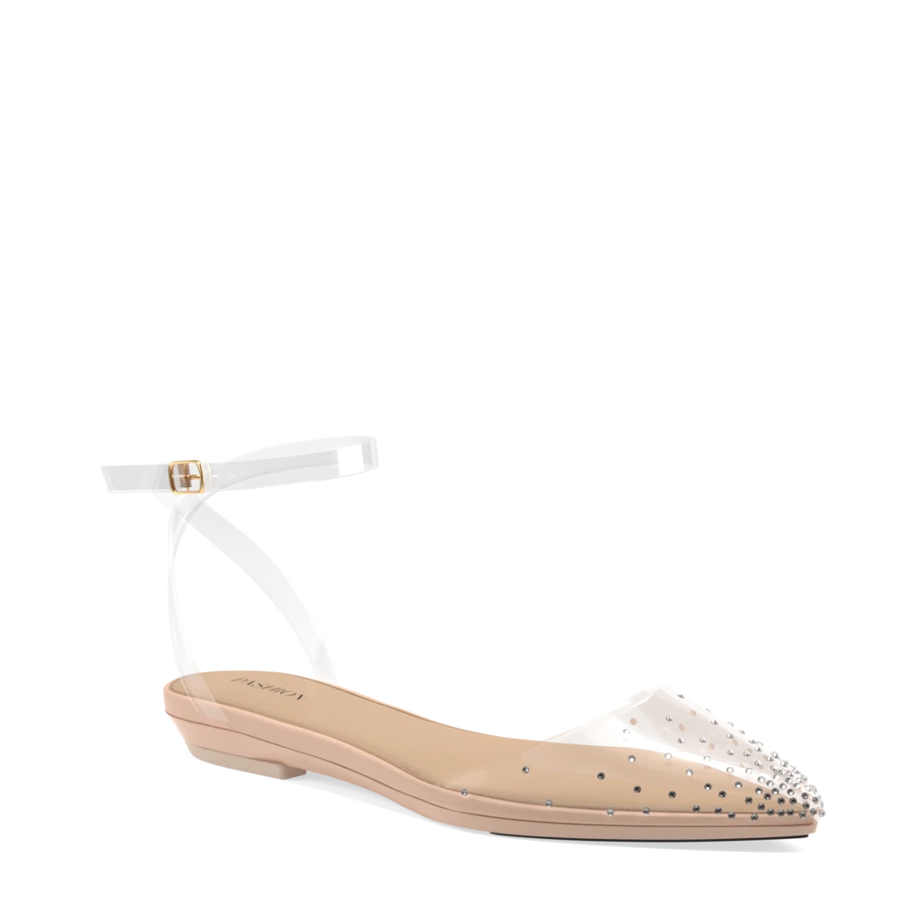 The D'Orsay - Sand Transparent Rhinestone Flat - FINAL SALE
