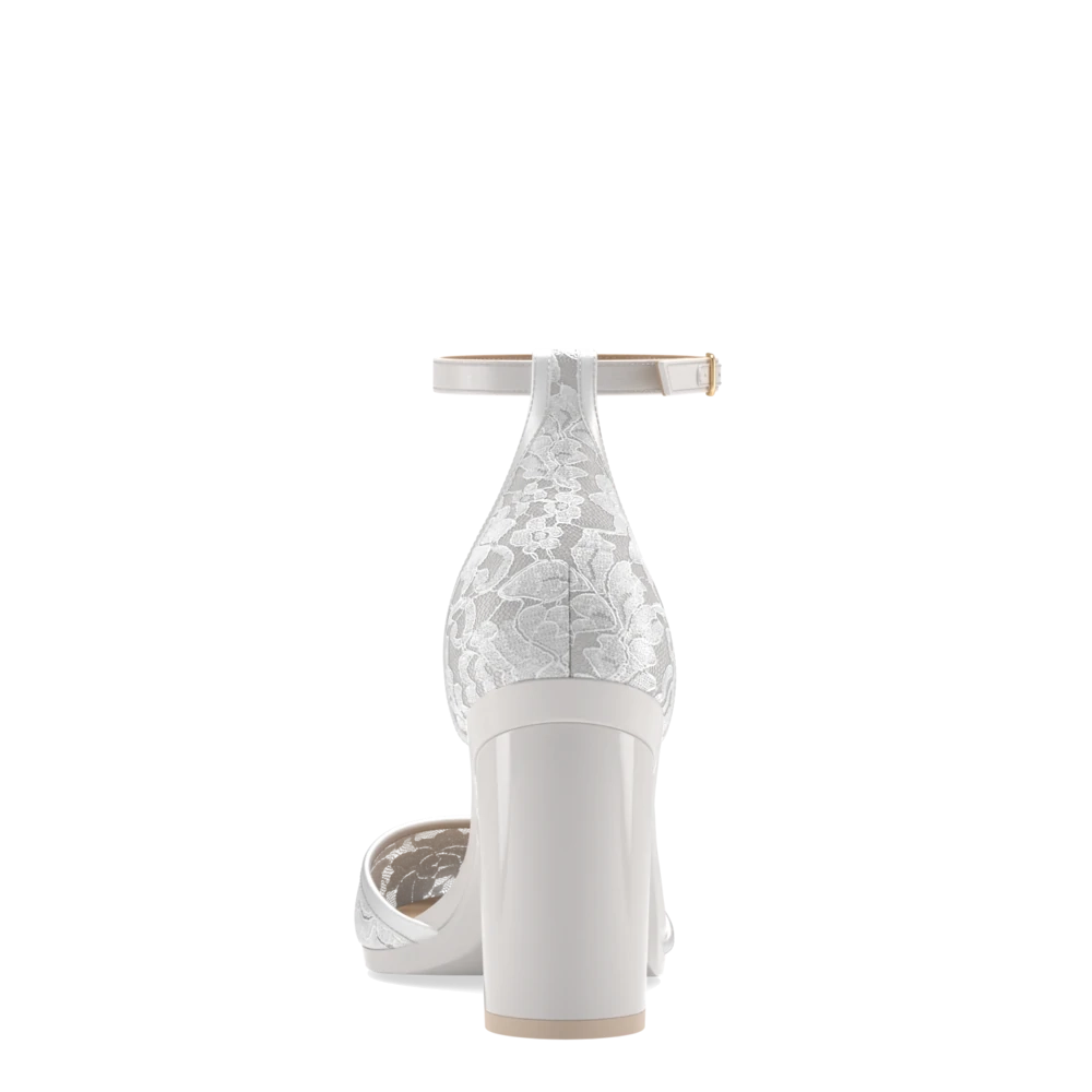 The D'Orsay - White Satin Lace   Block Heel Kit 4 White