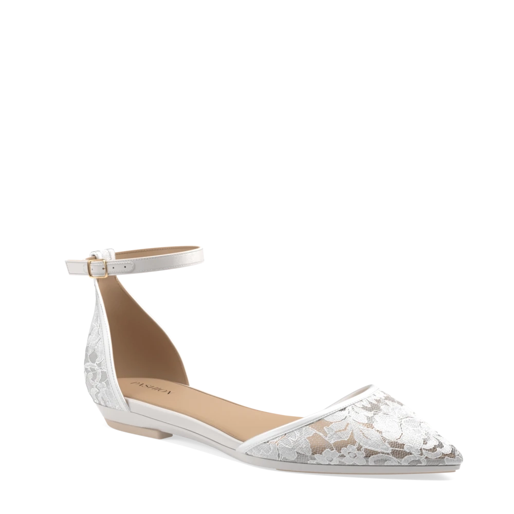 The D'Orsay - White Satin Lace   Block Heel Kit 4 White
