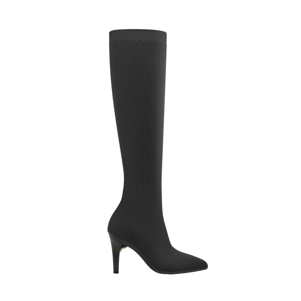 The Knee High Boot Coal Knit   Stiletto Heel Kit 4 Coal - FINAL SALE