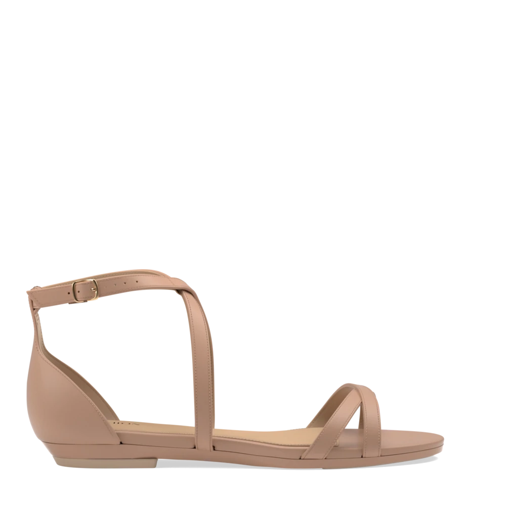 The Sandy - Latte Leather Flat
