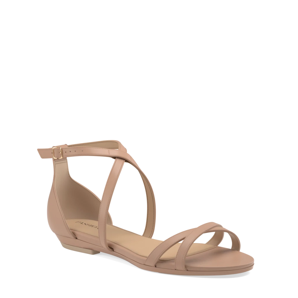 The Sandy - Latte Leather Flat