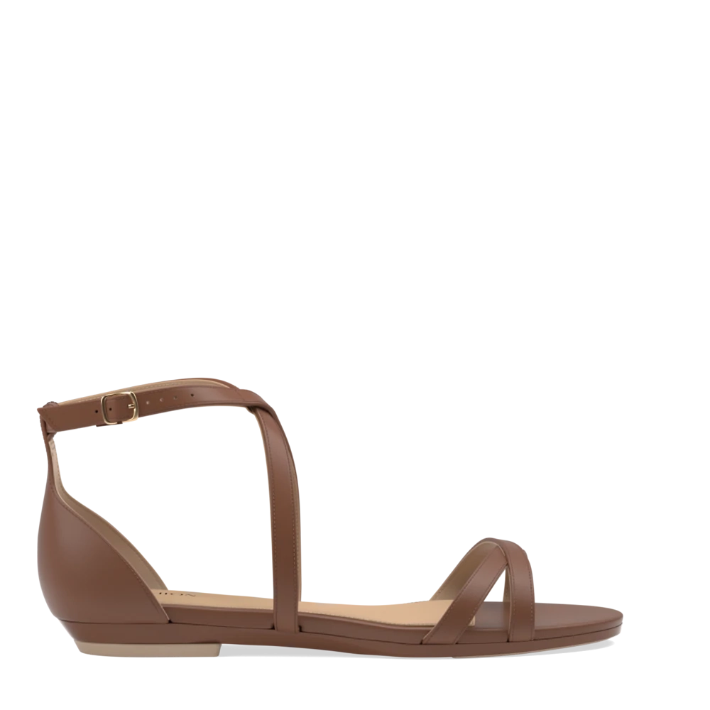 The Sandy - Walnut Leather Flat