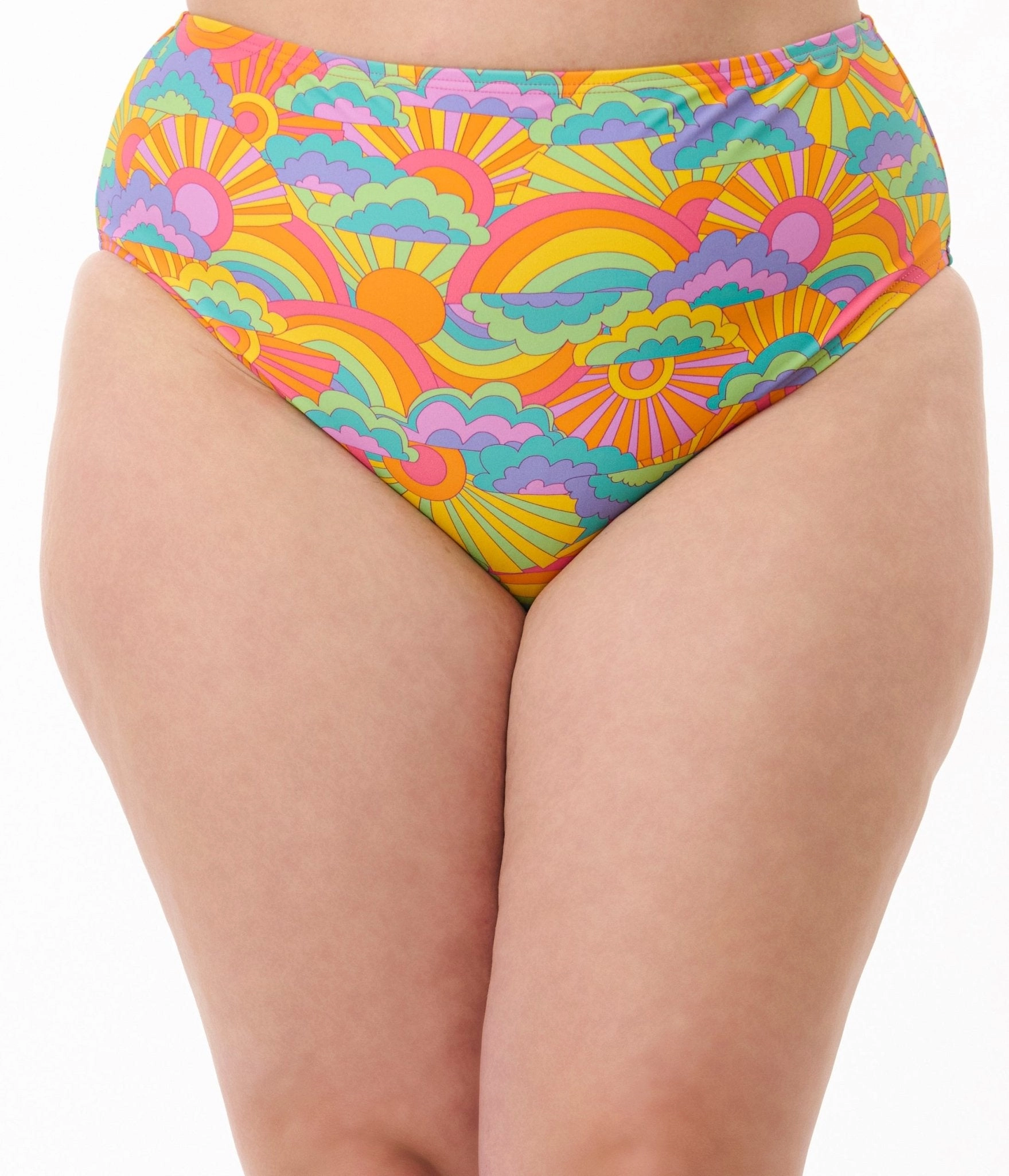 Unique Vintage Plus Size Happy Groovy Rainbow Daphne Swim Bottom