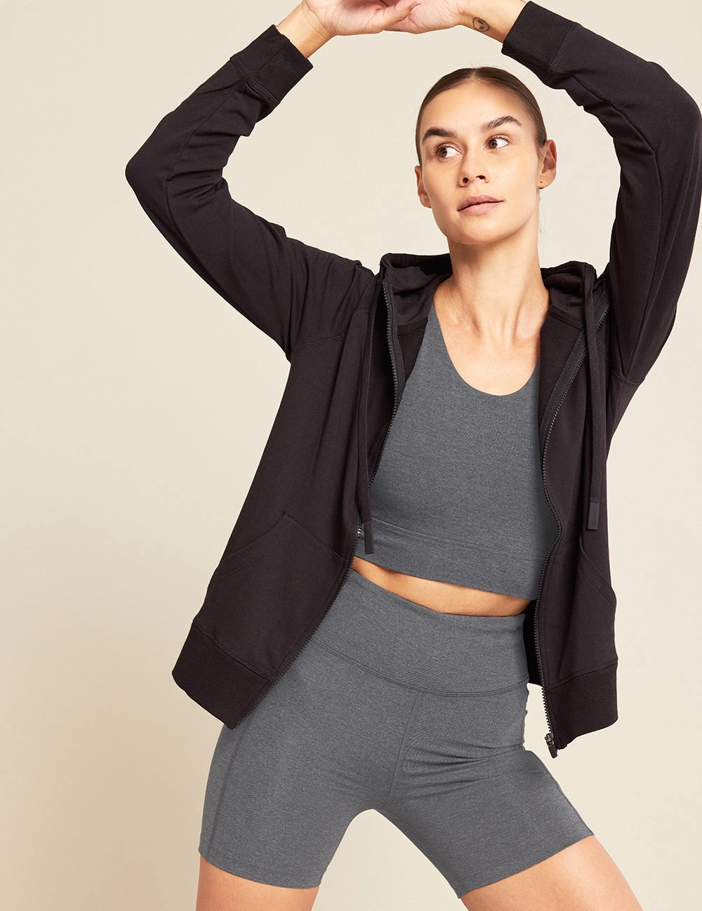 Women's Lightweight Zip-Up Hoodie - Black