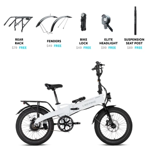 XP Lite 2.0 Arctic White Long-Range   FREE Rear Rack, Fenders, Elite Headlight, Suspension Seat Post ($316 Value)